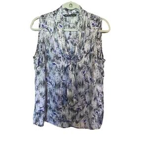 Zac & Rachel Women’s Color Splat Marbled Print Knotted Tank Top Blouse Sz L